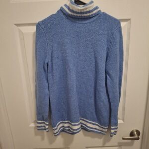 3/$15 Talbots XS Blue White Striped Wool Blend Turtleneck Sweater